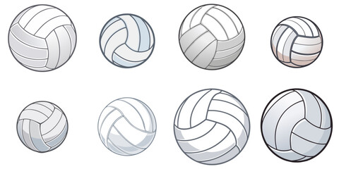 Multiple vector illustrations volleyball, outlines