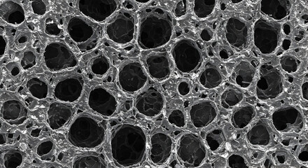 Porous Metallic Material Close Up Showing Intricate Interconnected Cavity Network