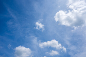 clouds and blue sunny sky,  white clouds over blue sky, Aerial view,  nature, blue sky, white clear weather.