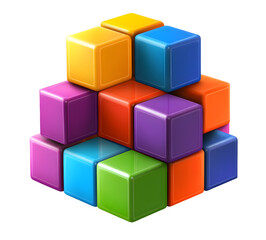 Obraz premium Multi colored toy blocks cube on transparent background
