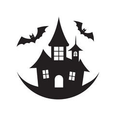 Dark horror-themed silhouette design with classic Halloween elements. Great for event flyers, spooky web graphics, and seasonal marketing.