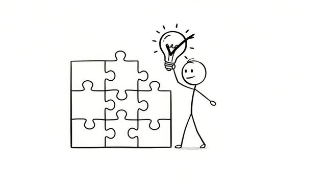 Solution Found: Stick Figure Solving a Puzzle with a Brilliant Idea