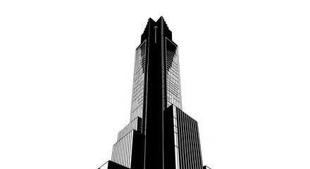 Modern building silhouette vector element for corporate themes, white background