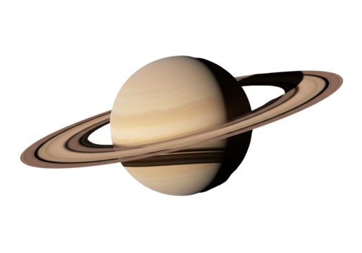 Isolated Render of Planet Saturn with Rings