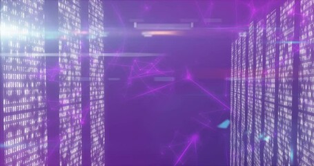 Upon start camera gliding ahead digital corridor visualizing pulsing code panels and expanding mesh - Powered by Adobe