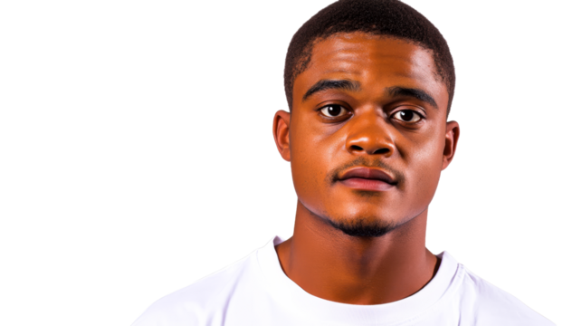 Portrait of Young African Man With Serious Expression, cut out transparent