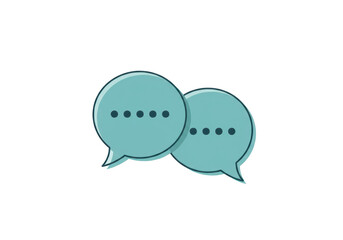 Isolated Pair of Turquoise Speech Bubbles with Ellipsis
