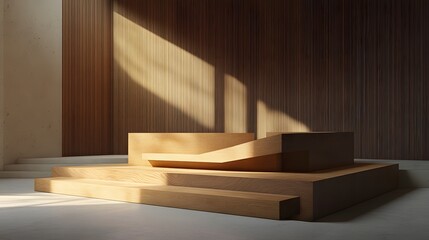 A modern church dais with clean lines and natural wood