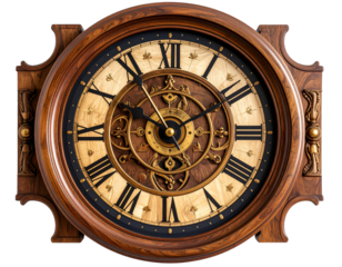 Decorative wall clock with modern numerals, isolated PNG , Transparent PNG