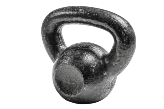 PNG Heavy iron kettlebell on black background reflecting light