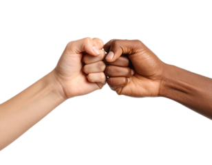 Fist bump between two hands, isolated for teamwork or friendship symbol , Transparent PNG
