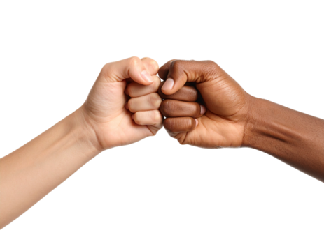 Fist bump between two hands, isolated for teamwork or friendship symbol , Transparent PNG