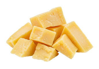 Isolated Parmesan Cheese Chunks Gourmet Ingredient Macro Shot