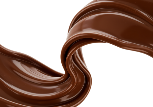 Isolated Swirl of Dark Chocolate Sauce Macro Close-Up