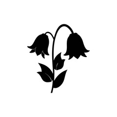 Bluebell silhouette, vector silhouette of a flower on a transparent background