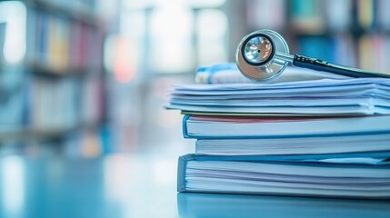 stack of medical journals and research papers