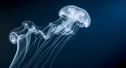 Abstract Jellyfish Floating Gracefully In Deep Blue Sea