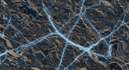 Electric Discharge Over Fractured Earth An Energetic Display On Rocky Terrain