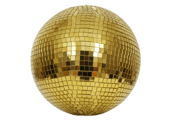 Isolated Golden Mirrored Disco Ball