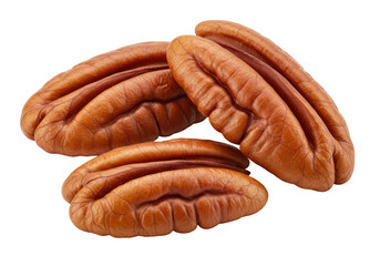 Isolated Three Smooth Pecan Halves