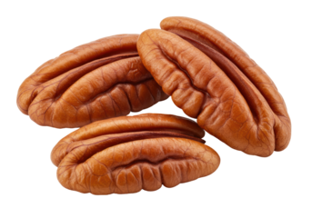 Isolated Three Smooth Pecan Halves