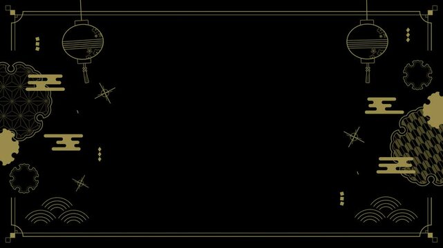 Simple Japanese Pattern Frame Animation with Yukiwa,Loop,Alpha Channel