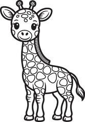 Fototapeta premium Giraffe line art transparent background premium quality