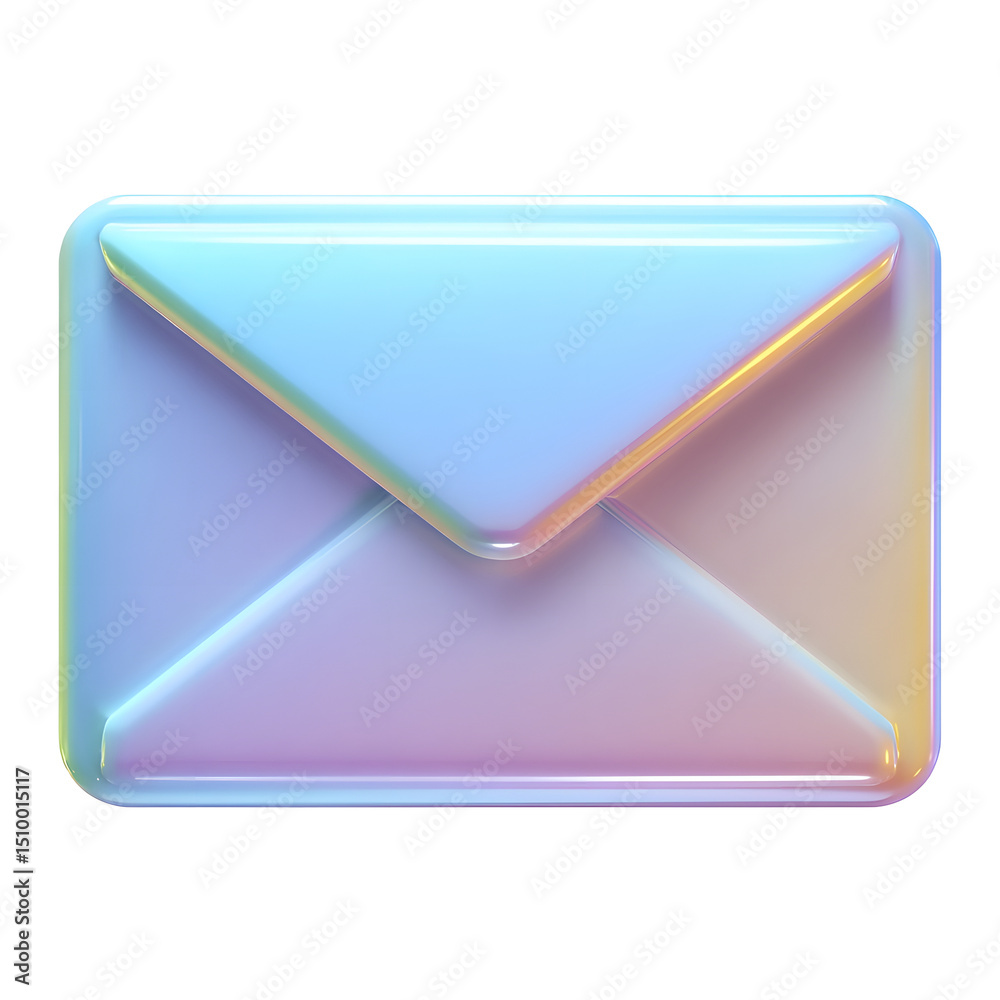 Leinwandbilder Colorful transparent 3D render of a flat design envelope icon representing modern digital communication and email messaging