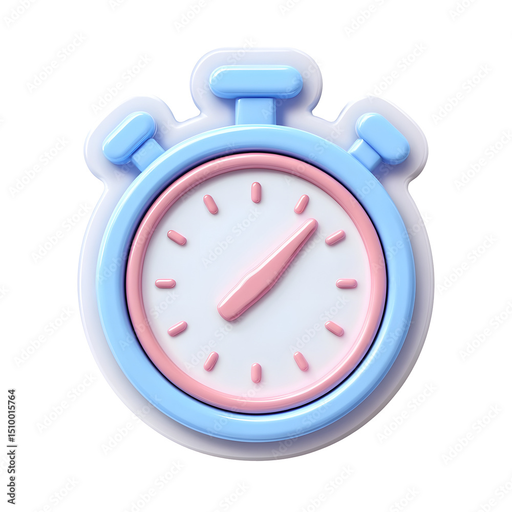 Aufkleber Colorful glossy 3D stopwatch timer icon in a flat design style symbolizing the concepts of time management deadlines and speed
