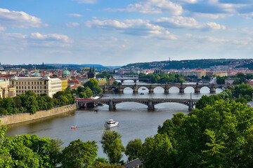 Obraz premium Bridges of Prague viewed from Letna gardens