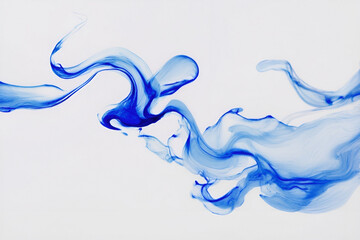 Abstract blue ink swirls isolated on white background