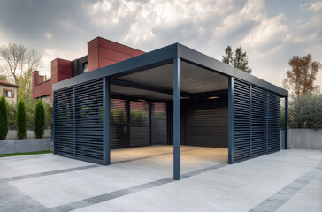 Modern carport design with sleek lines and open space, perfect for vehicle protection and aesthetic appeal