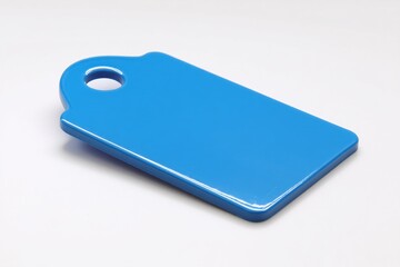 3D empty blue discount tag, isolated on white background for neat visibility.