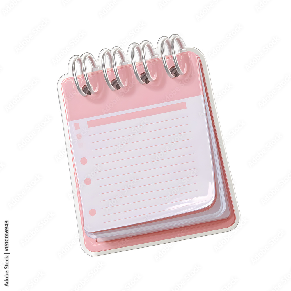 Poster a stylized minimalist of a pink spiral bound notebook or planner with a clean elegant design and a t