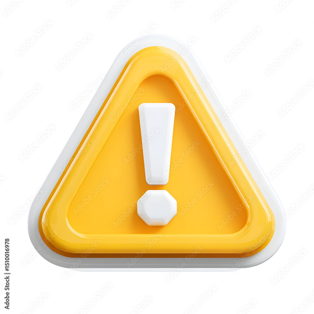 Poster Vibrant yellow triangular warning sign with a prominent white exclamation mark conveying a sense of alert and importance