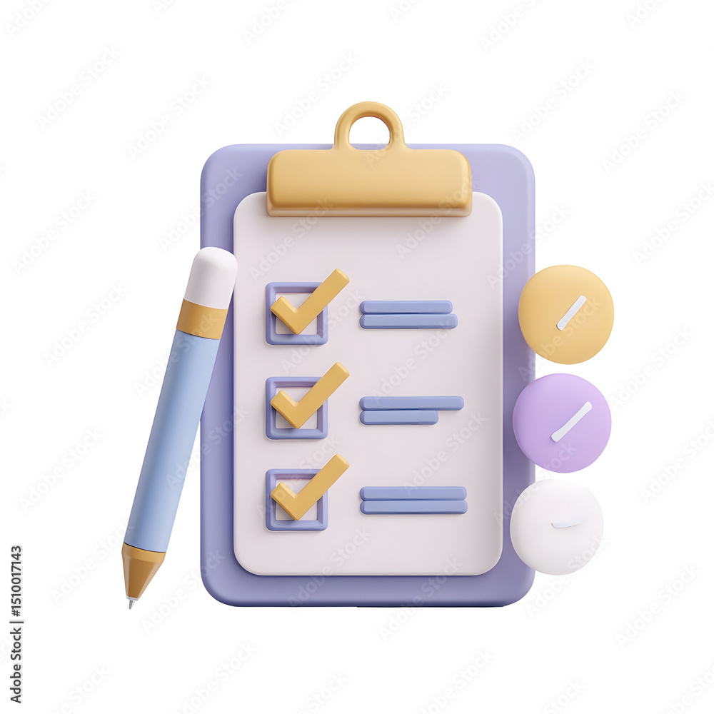 Poster A simple pastel colored clipboard with a checklist form pen and various checkbox icons showcasing a modern and organized approach to planning and task management