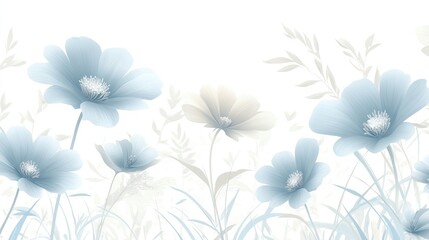 Delicate light blue flowers and foliage design.