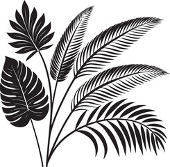 Obraz premium Vintage floral black and white vector silhouette leaf pattern illustration set