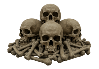 Isolated Pile of Skulls and Bones for Halloween