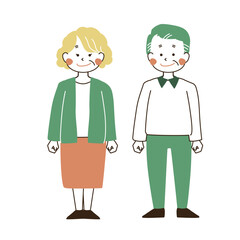 中高年の夫婦のイラスト・シニアカップルの人物素材