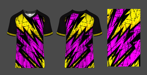 Dynamic Purple and Yellow Lightning Bolt Jersey Template