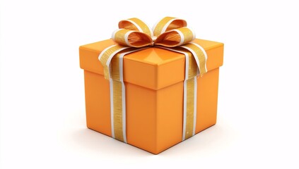 Obraz premium 3D model of a wrapped gift box with a decorative ribbon for celebrations.