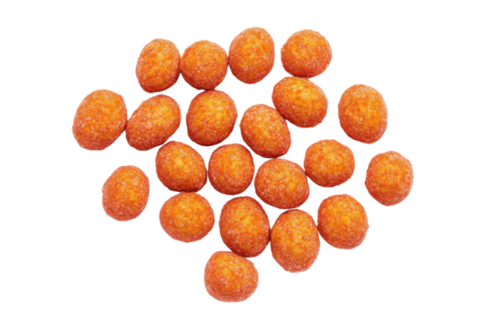 pile of coated peanuts on white background