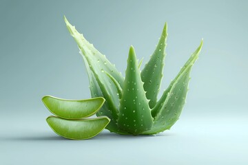 Vibrant Aloe Vera Plant Showcasing Fresh Green Leaves on a Serene Backdrop Generative AI