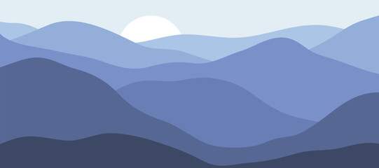 Mountain colors, translucent waves, sunset, abstract glass shapes, modern background, design vector illustration
