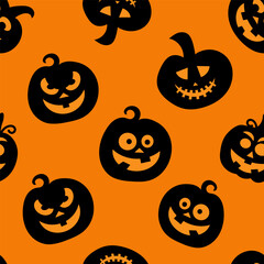 Halloween pumpkin seamless pattern. Vector illustration