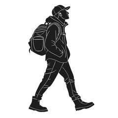 Fototapeta premium Hiking Silhouette in Vector