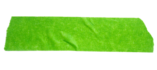 Green adhesive torn paper masking tape isolated on white background