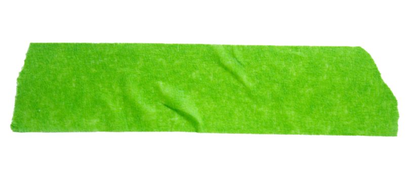 Green adhesive torn paper masking tape isolated on white background