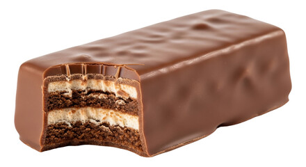 Isolated Chocolate Wafer Bar with Bite Missing